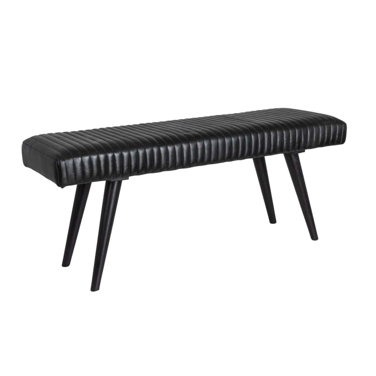 Hello Honey® Black Mango Wood & Leather Grid Bench